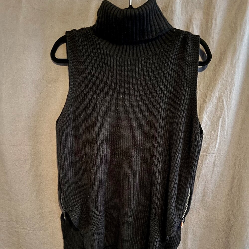 Calvin Klein turtleneck knit tank top with side zippers black L